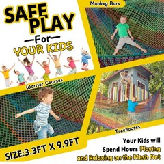 Kids Climbing Net – 3.3FT x 9.9FT Heavy Duty Playground Safety Mesh, Jungle Gym