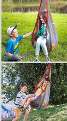 GARIG Pod Swing for Kids, Hanging Pod Swing Seat with Inflatable Pillow