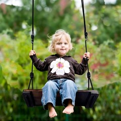 Wooden Swing Seat, Outdoor Swing Set Accessories for Backyard, Height Adjusta…