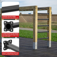 16.5 Inch Monkey Bars Kit Monkey Bar Ladder Rungs (Black, 12 Pcs) | Indoor Outdo