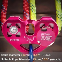 30 kN Zipline Pulley 6700LBS Zip Line Tandem Dual Trolley Kit for Cable & Blue
