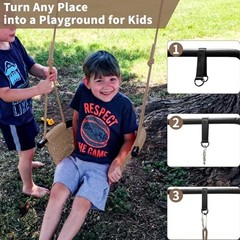 Hi-Na Tree Swing for Kids, Adjustable Toddler Rope Swing Seat with Snap Khaki