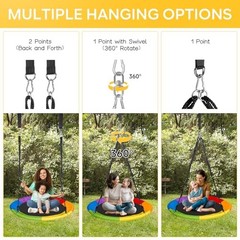 40 Inch Saucer Swing for Kids & Adults, 700LBS Heavy Duty 40IN Multicolor