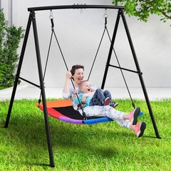 440lbs Heavy Duty A-Frame Metal Stand with 60″ Large Platform Swing for Outdoor
