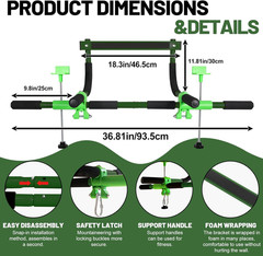 Indoor Doorway Swing & Pull-Up Bar – Fun Family Fitness (Dark Green)