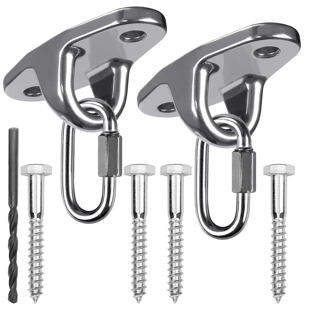 2-Pack Heavy Duty Stainless Steel Swing Hangers 2000lb, Wood/Concrete Mounts