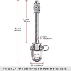SELEWARE Set of 2 Heavy Duty Swing Hanger 1800LB Capacity, M10 x 9.3″ Swing Bolt