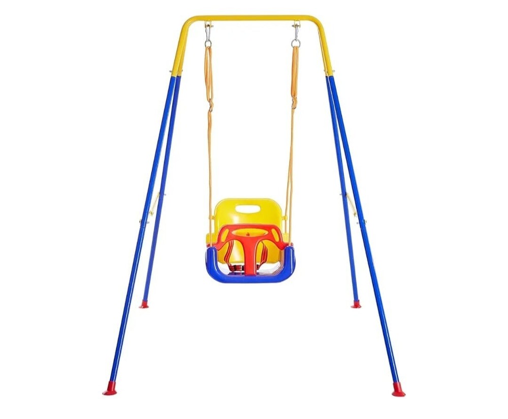 FUNLIO 3-in-1 Toddler Swing Set with 4 Sandbags, Indoor/Outdoor Baby Swing wi…