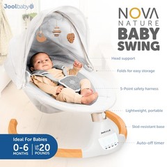 Nova Nature Baby Swing for Newborns with Natural Wood Toys, Electric Motorize…