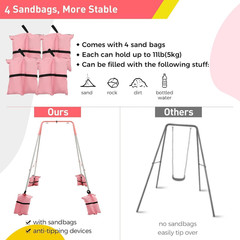 Heavy Duty Foldable Swing Stand for Kids with Sandbags – Pink