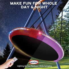5-in-1 Kids Swing Set with Trampoline, Saucer Swing & Basketball Hoop