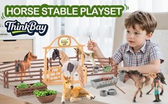 35 PCS Realistic Horse Playset – Stable Barn Toys for Kids, Perfect Birthday Gif