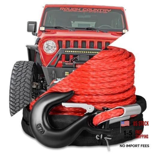3/8″ x 92ft Synthetic Winch Rope, 26500lbs Winch Rope 3/8″ x 92ft, 26500lbs