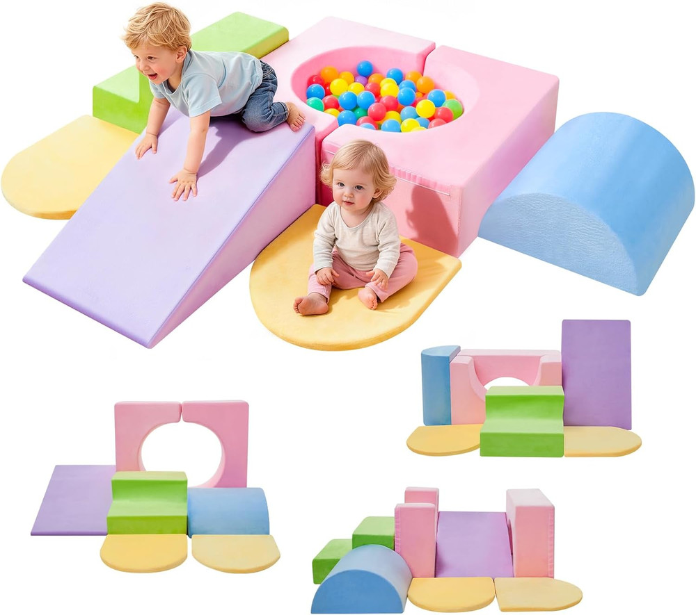 Climbing Toys for Toddlers Indoor,7-Piece Foam Toddler Climbing Blocks Set, Colo