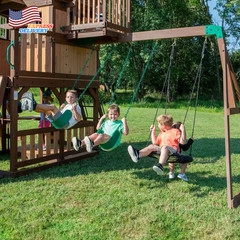 Outdoor Playground Set W/ Tube Slide Elevated Clubhouse Rockwall Wave Slide NEW