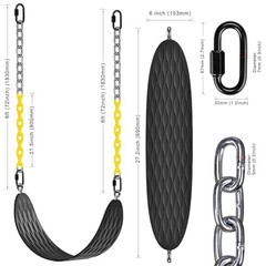 Heavy Duty Swing Seat with 66’’ Chain and Carabiners, A:black Swing Seat-1pack
