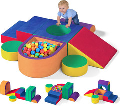 6 Pieces Toddler Climbing Toys Indoor, Crystal Velvet Foam Climbing Blocks for T