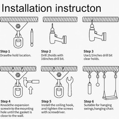 Hammock Hanging Kit, 360° Rotating Heavy Duty Swing Chair Hook 1200 lbs Cap