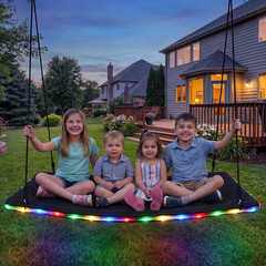 60 Inch Platform Tree Swing with LED Light, Large Outdoor Skycurve Swing for Kid