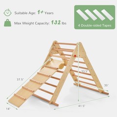 Pikler Triangle Set 3 in 1 Climbing Toys for Toddlers Foldable Wood Montessor…