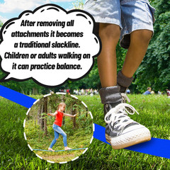 Ninja Warrior Obstacle Course for Kids – 52ft Slackline with 11 Fun Obstacles