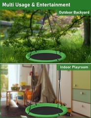 40 Inch Diameter Saucer Tree Swing Set for Kids & Adults, Adjustable Flying S…