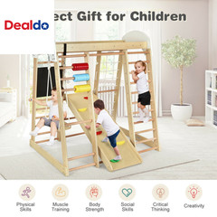 8-In-1 Wooden Climber Play Set with Slide and Swing for Kids