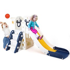 Kids Slide Toddler Climber Playset W/ Basketball Hoop Outdoor Indoor Playground