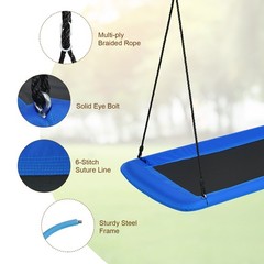 Goplus 700lbs Giant 60″ Platform Tree Swing Outdoor w/ 2 Hanging Strap Blue
