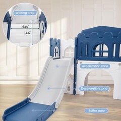 8 in 1 Toddler Slide Kids Climber Playset Indoor Outdoor Slide Playset Blue