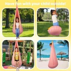 HiCamer Sensory Swing for Kids Indoor and Outdoor Pod Hammock Chair Seat Pink