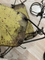 2 1960s Vtg Yellow Metal Flat Swing Seat w/original chain industrial decor