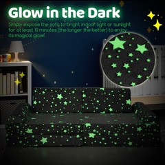 8 Pieces Modular Kids Play Couch Glow in Dark Toddler Sectional Sofa Gray Foam