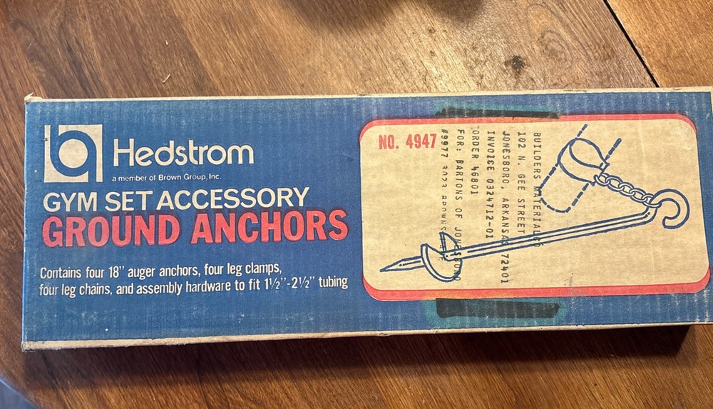 NOS Hedstrom Gym Set Accessory Ground Anchor Kit Anchors Clamps Leg Chains