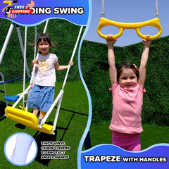 Super 9 Metal Swing Set 1000 lbs Total Capacity Anchor Kit 6.1 ft Steel Frame