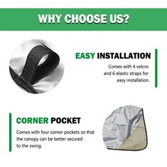 Swing Canopy Cover, Waterproof Sun Shade Porch Swing Canopy Top for 2-3 Seate…