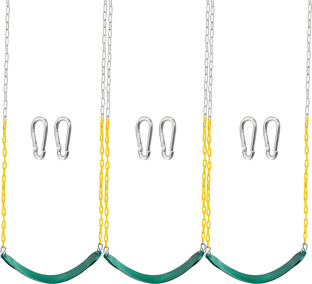 3 Pack Green Swing Seats Heavy Duty with 66″ Chain, Swing Set Accessories Replac