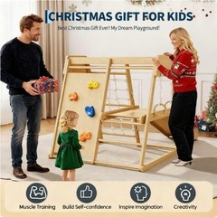 6-in-1 Indoor Playground Jungle Gym Kids Climbing Toys Wooden Climber Playset
