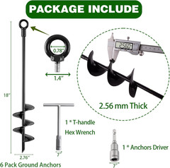 Ground Anchors Screw In, 18 Inch Heavy Duty Swing Set Ground Anchor Kit 6 Pack,