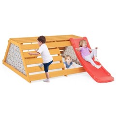 5-in-1 Indoor Kids Wooden Climber Gym Playset With Climbing Rope & Climbing Wall