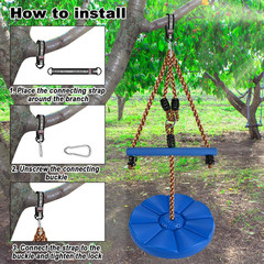 3Pcs Kids Outdoor Swing Set with Adjustable Ropes, Disc & Ring Hangers, Trapeze