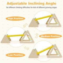 5 in 1 Montessori Triangle Set 3PCS Wooden Toddler Climbing Playset w/ Nesting