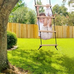 Rope Ladder for Kids Climbing Obstacle Wooden Swing Rope Ladder with 2 Hooks …