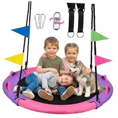 43 Inch Tree Swing, 900lbs Weight Capacity Saucer Swing Sets Pink and Purple
