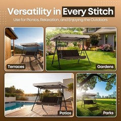 Replacement Canopy 66″ X 45″ 2 Seat Outdoor Swing Beige UV Weatherproof Shade