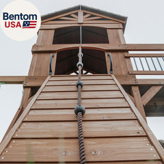 Sterling Point Cedar Wood Swing Set with Wave Slide, Raised Clubhouse, Wooden Br
