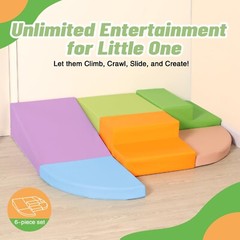 6-Piece Foam Climbing Blocks for Toddlers: Baby Foam Climbing Gym PU Leather …