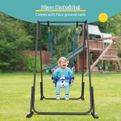 2 in 1 Baby Jumper and Swing, Toddler Swing Set with Foldable Stand, Ages 6 M…