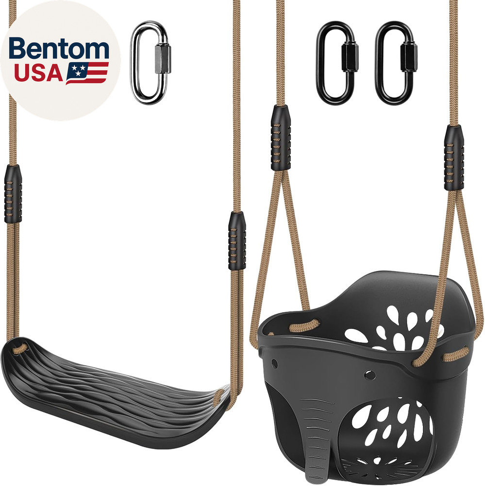 Heavy Duty Swing Seats for Kids & Adults, High‑Back Full Bucket Toddler Swing &