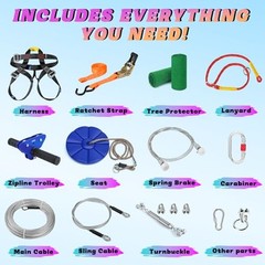 Backyard Zipline CTSC Kids Adults Stainless Steel Spring Brake